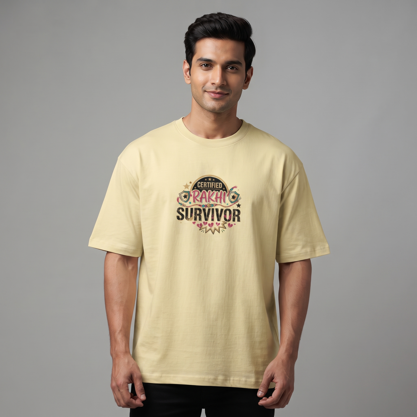 Certified Rakhi Survivor Oversized T-Shirt